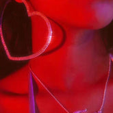 Heart-Shaped Hoop Rhinestone Earrings